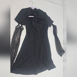Hot Topic Black Asymmetrical Dress with Sheer Sleeves